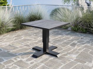 Lifty höj och sänkbart trädgårdsbord 80x80 cm i antracit aluminium och grå topplatta