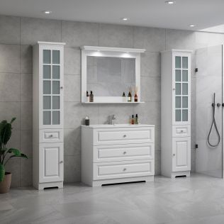 ModeniComfort 100 cm vit matt badrumsmöbel med 2 högskåp