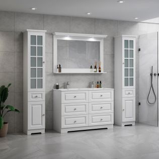ModeniComfort 120 cm vit matt badrumsmöbel med 2 högskåp