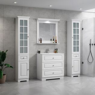 ModeniComfort 80 cm vit matt badrumsmöbel med 2 högskåp