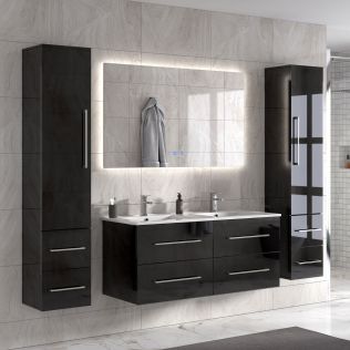 OliviaDesign 3 120 cm badrumsmöbel dubbel svart högglans