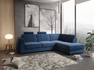 Risør 25A soffa med divan - Blå velour 