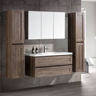 Victoria 120 cm grå alm badrumsmöbel med 2 badrumsskåp