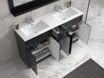ModeniDesign 150 cm svart matt badrumsmöbel med 2 högskåp