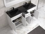 ModeniDesign 150 cm vit matt badrumsmöbel m/svart handfat og spegel
